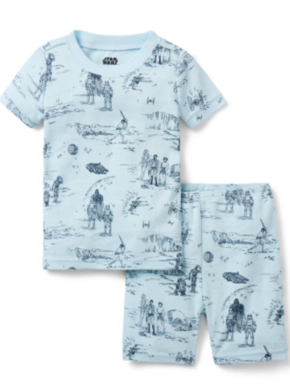 NWT Janie and Jack Star Wars 100% Cotton 2pc Pajamas PJ Top Shorts Set Unisex 3